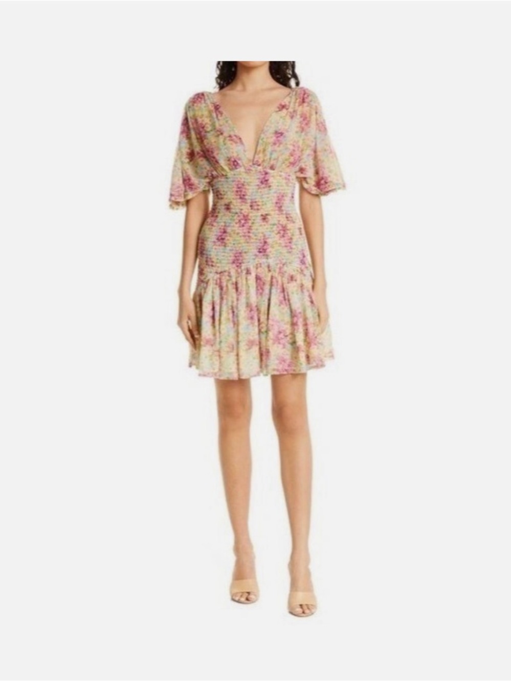 By Timo Floral Smocked chiffon mini Dress • XL
